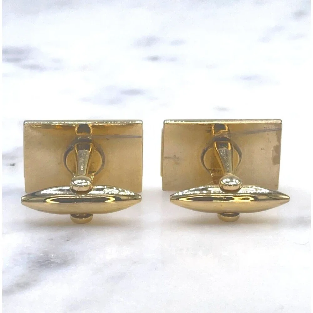 Mens Mother of Pearl Gold Tone Rectangular Bullet Back Cufflinks